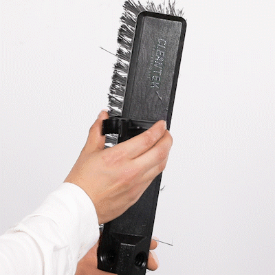 Clean Tek Professional 17 1/4" Black Plastic Push Broom - with Heavy Unflagged Bristles, 59" Steel Handle - 1 count box