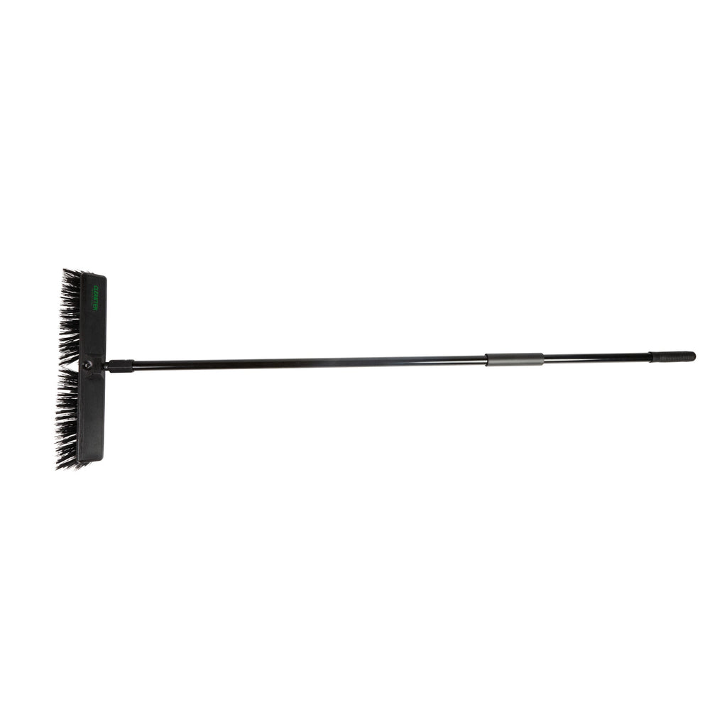 Clean Tek Professional 17 1/4" Black Plastic Push Broom - with Heavy Unflagged Bristles, 59" Steel Handle - 1 count box