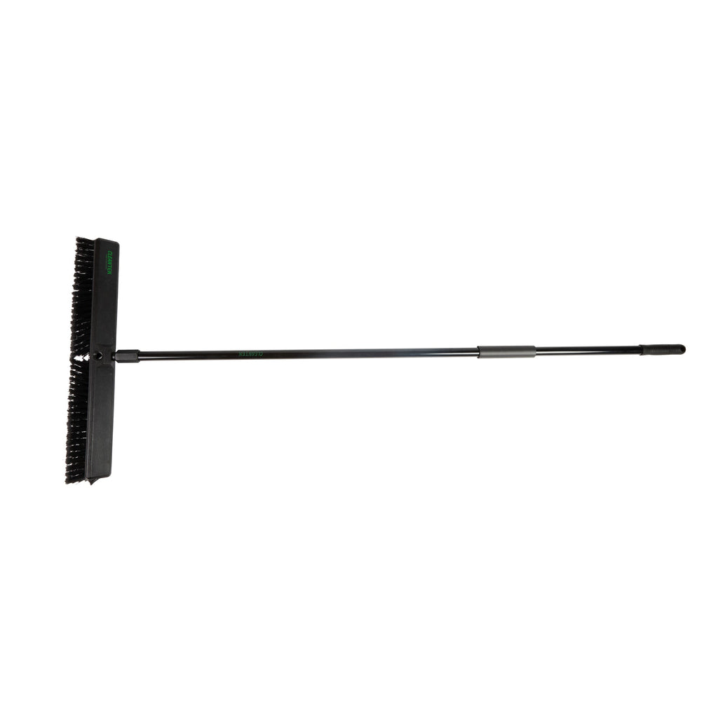 Clean Tek Professional 23 1/2" Black Plastic Push Broom - with Fine Flagged Bristles, 59" Steel Handle - 1 count box
