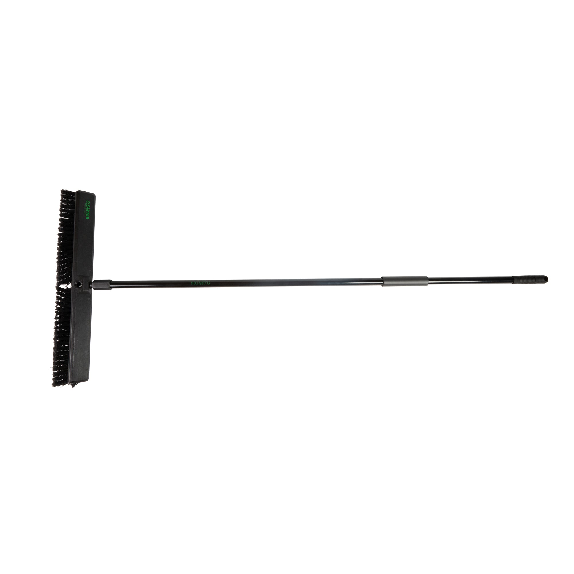 Clean Tek Professional 23 1/2" Black Plastic Push Broom - with Fine Flagged Bristles, 59" Steel Handle - 1 count box