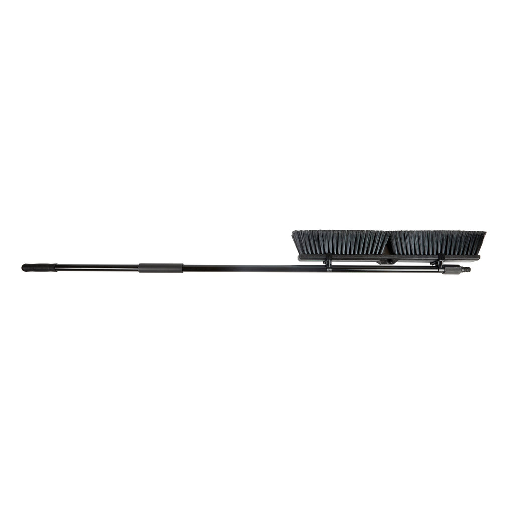 Clean Tek Professional 23 1/2" Black Plastic Push Broom - with Fine Flagged Bristles, 59" Steel Handle - 1 count box