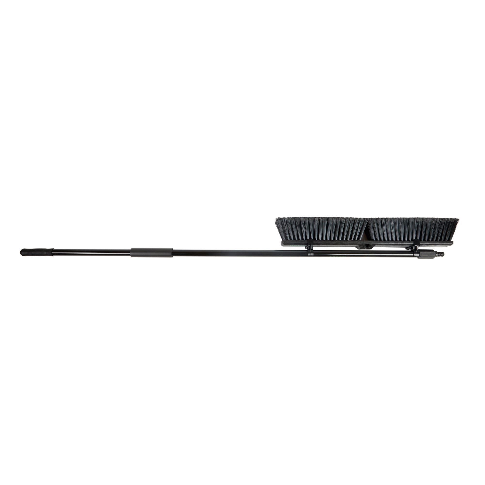 Clean Tek Professional 23 1/2" Black Plastic Push Broom - with Fine Flagged Bristles, 59" Steel Handle - 1 count box