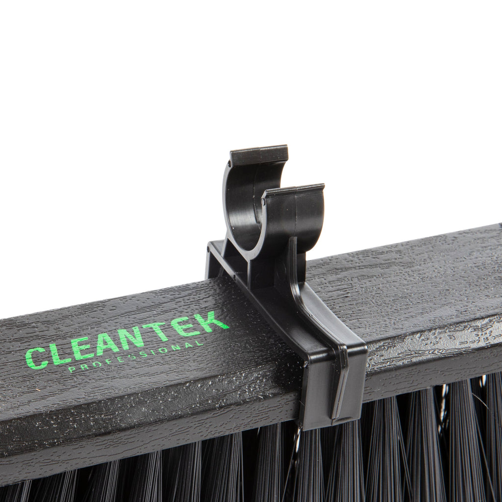 Clean Tek Professional 23 1/2" Black Plastic Push Broom - with Fine Flagged Bristles, 59" Steel Handle - 1 count box