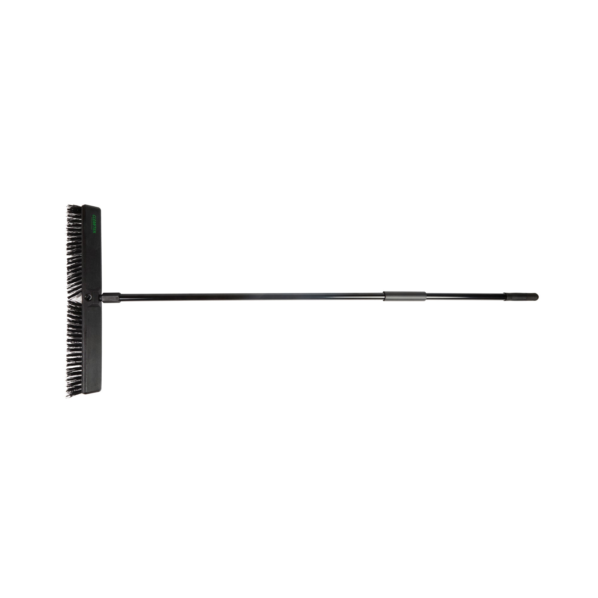 Clean Tek Professional 23 1/2" Black Plastic Push Broom - with Medium Flagged Bristles, 59" Steel Handle - 1 count box