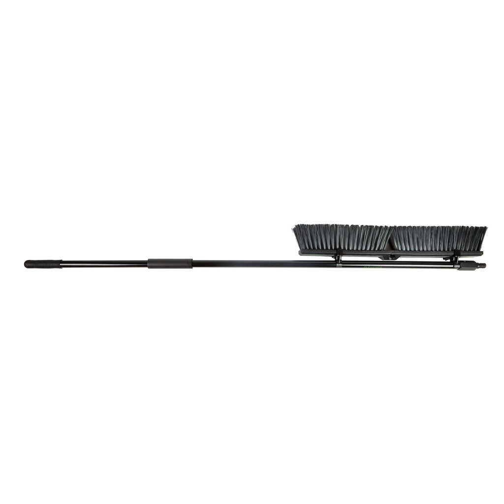 Clean Tek Professional 23 1/2" Black Plastic Push Broom - with Medium Flagged Bristles, 59" Steel Handle - 1 count box
