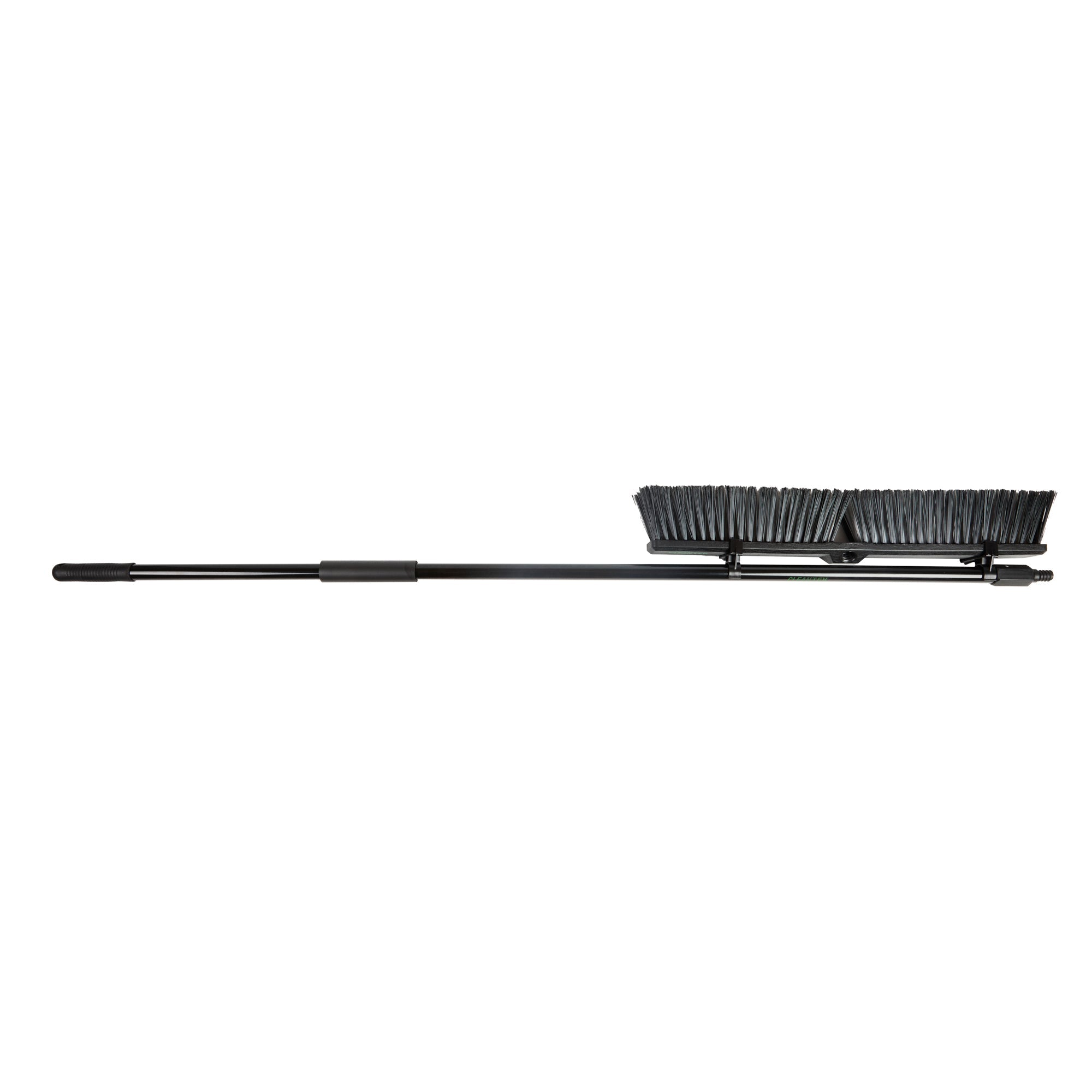 Clean Tek Professional 23 1/2" Black Plastic Push Broom - with Medium Flagged Bristles, 59" Steel Handle - 1 count box