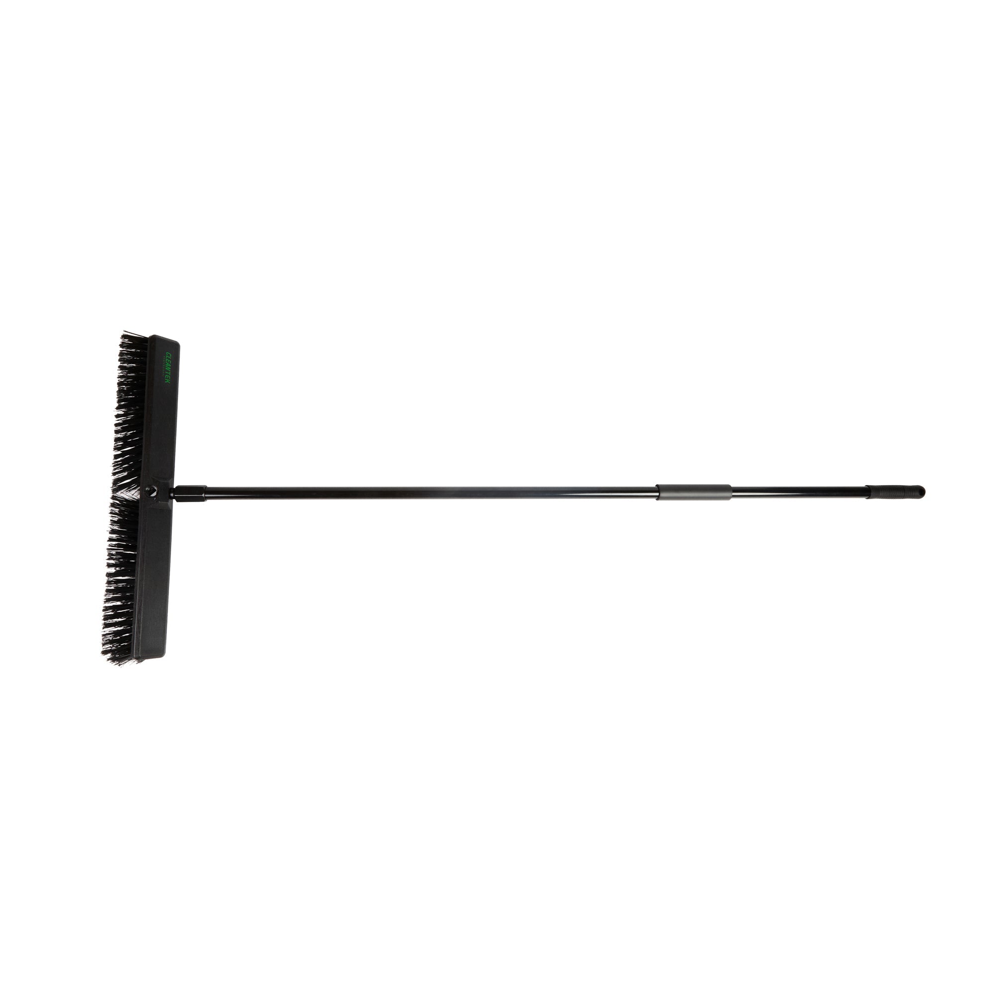 Clean Tek Professional 23 1/2" Black Plastic Push Broom - with Heavy Unflagged Bristles, 59" Steel Handle - 1 count box