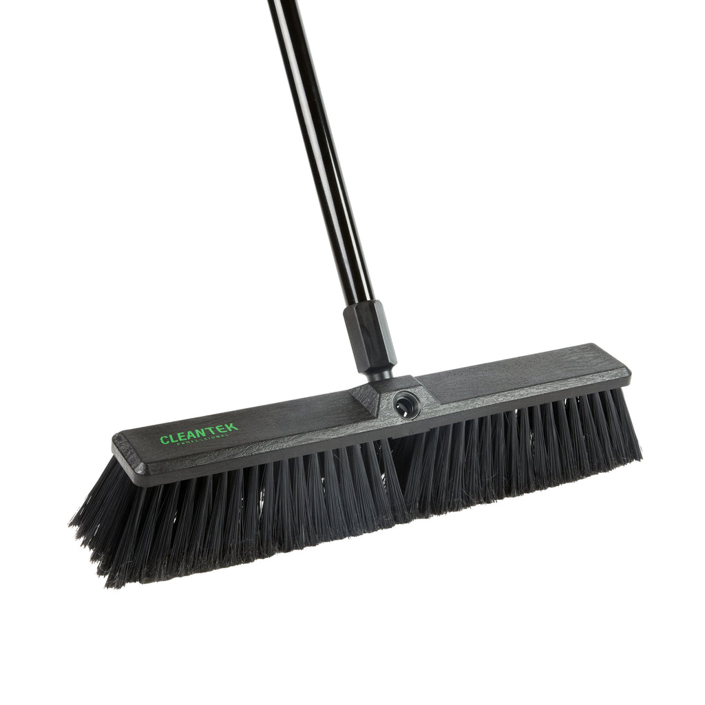 Clean Tek Professional 17 1/4" Black Plastic Push Broom Head - with Fine Flagged Bristles - 1 count box