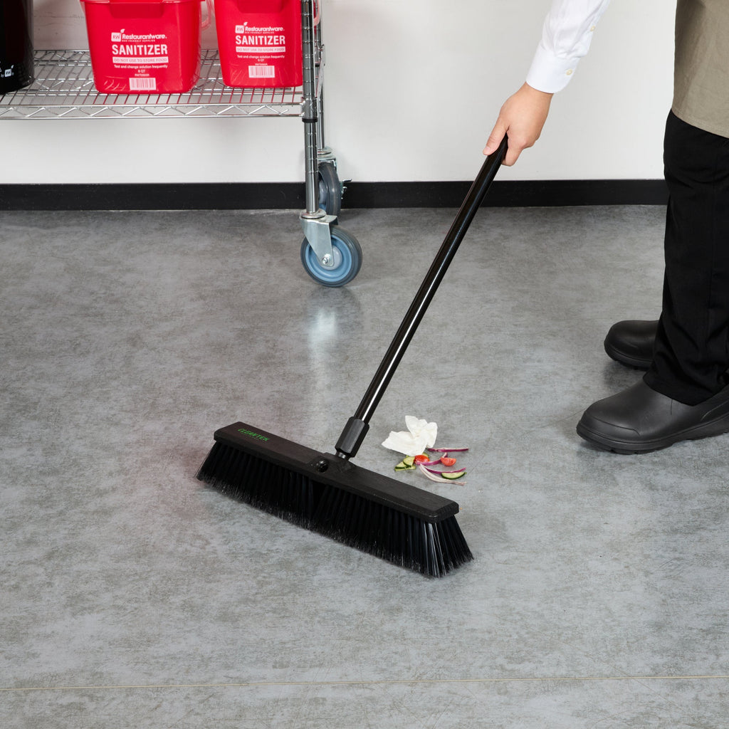 Clean Tek Professional 17 1/4" Black Plastic Push Broom Head - with Fine Flagged Bristles - 1 count box