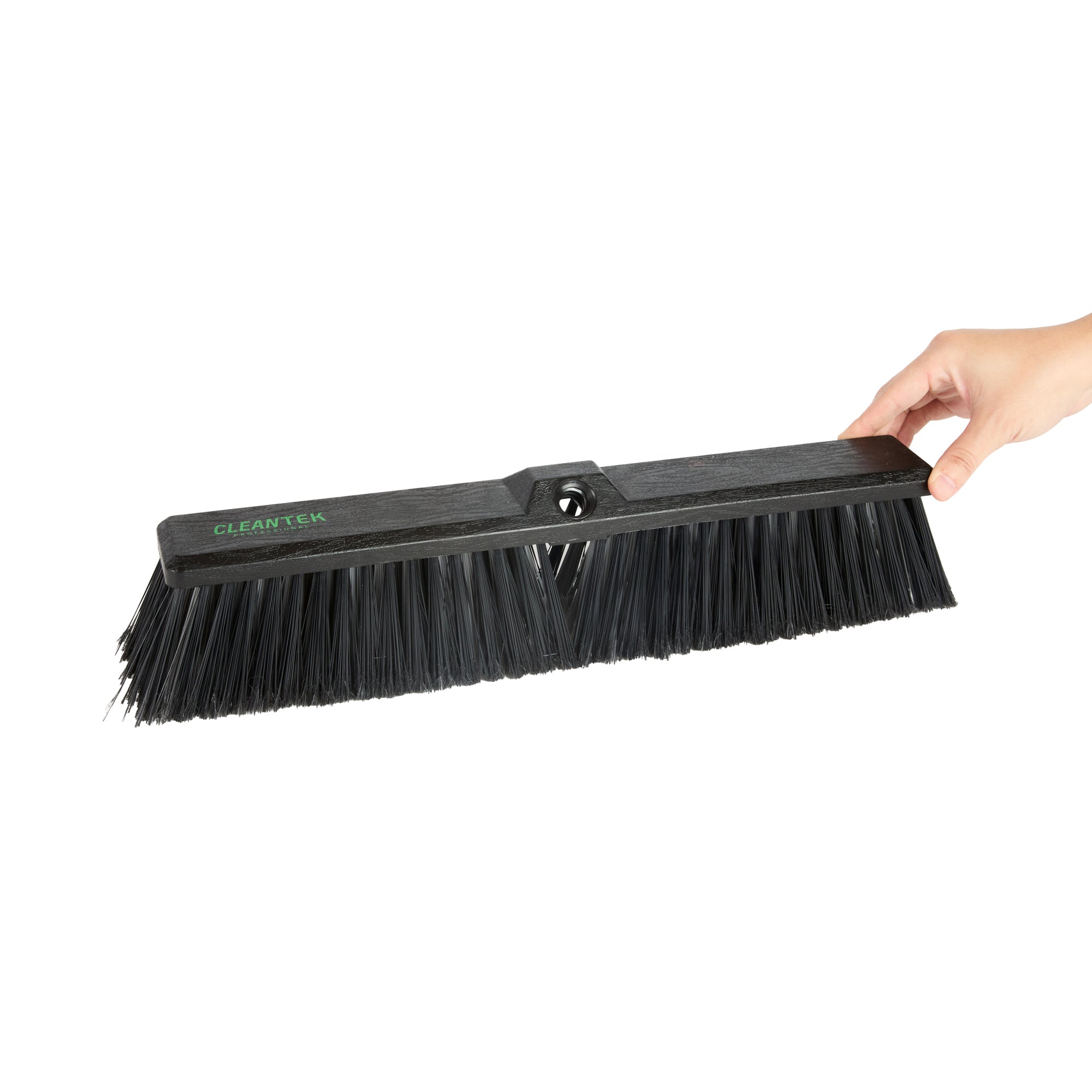 Clean Tek Professional 17 1/4" Black Plastic Push Broom Head - with Medium Flagged Bristles - 1 count box