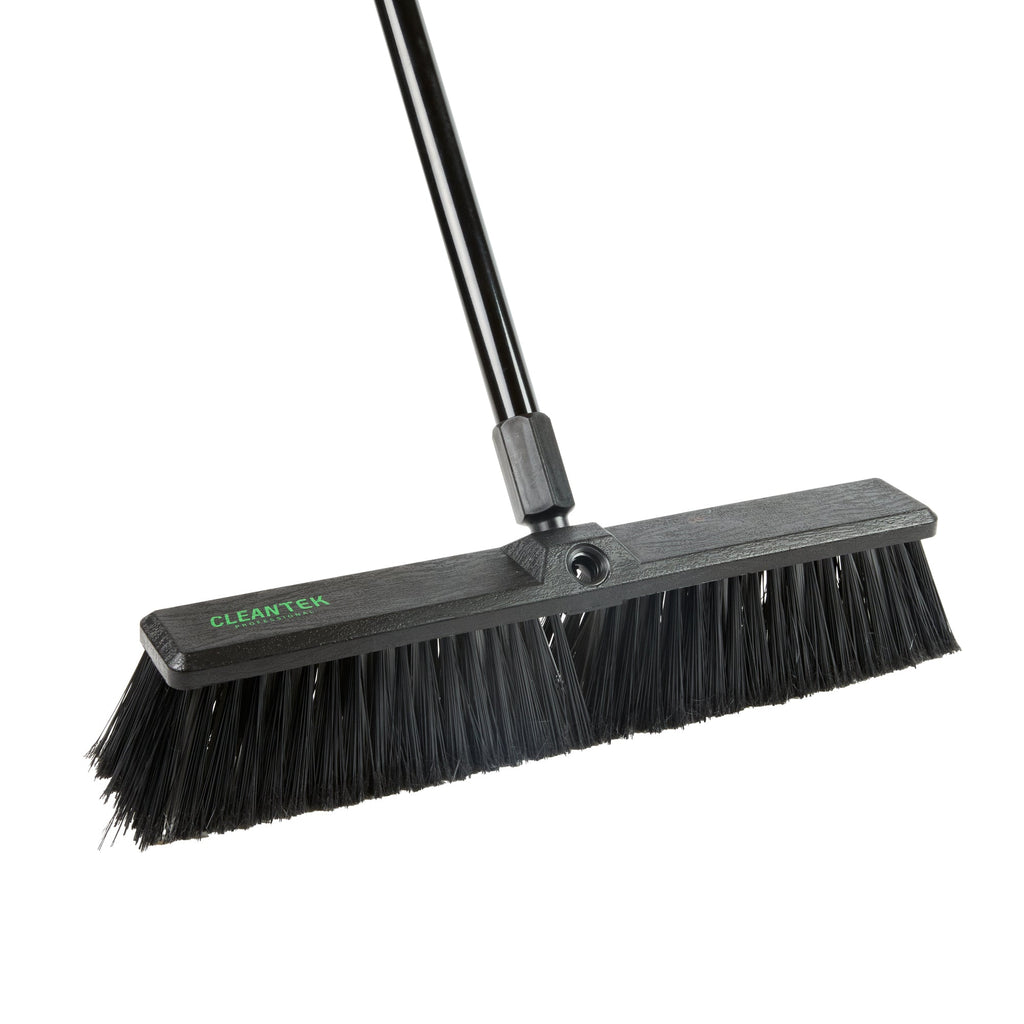 Clean Tek Professional 17 1/4" Black Plastic Push Broom Head - with Medium Flagged Bristles - 1 count box