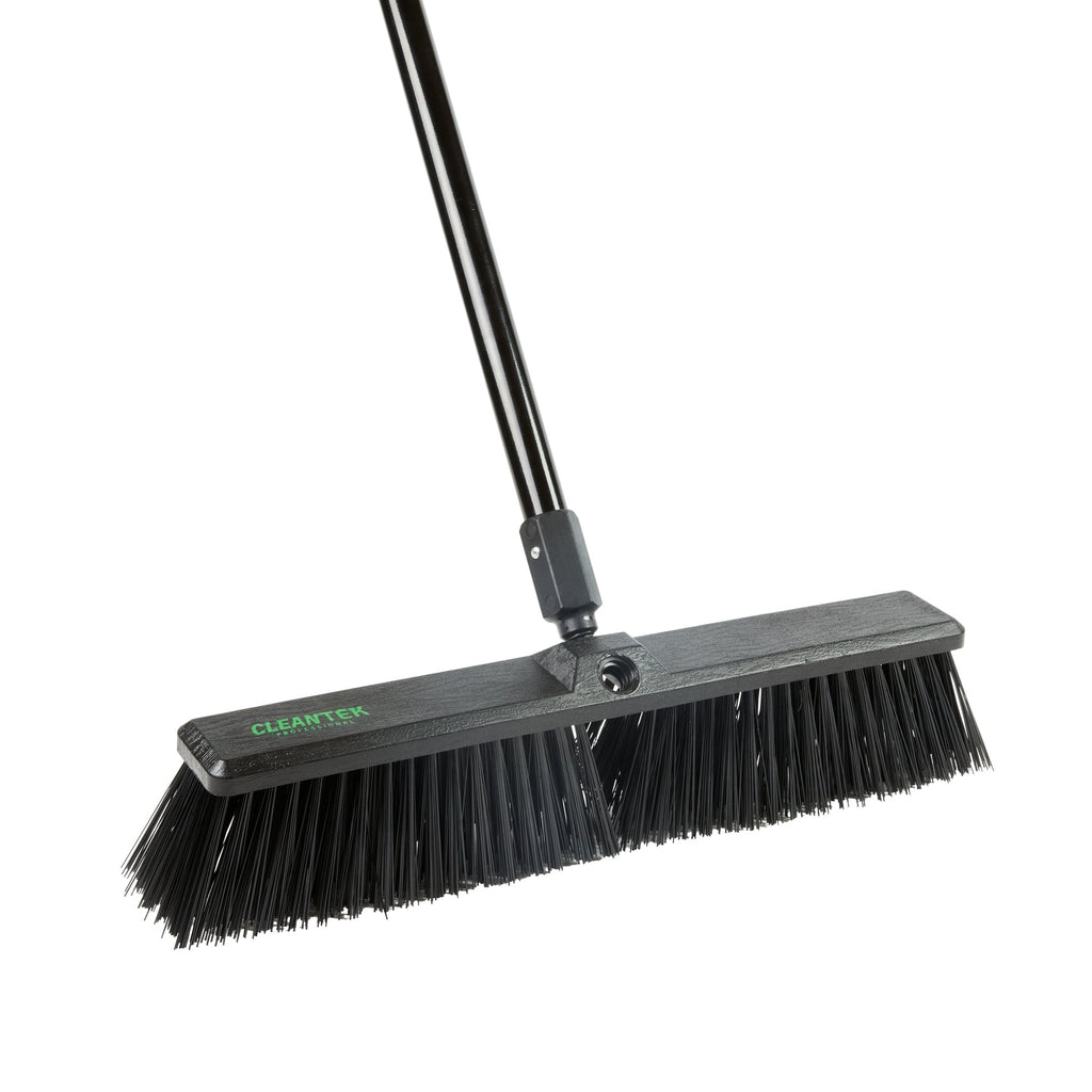 Clean Tek Professional 17 1/4" Black Plastic Push Broom Head - with Heavy Unflagged Bristles - 1 count box