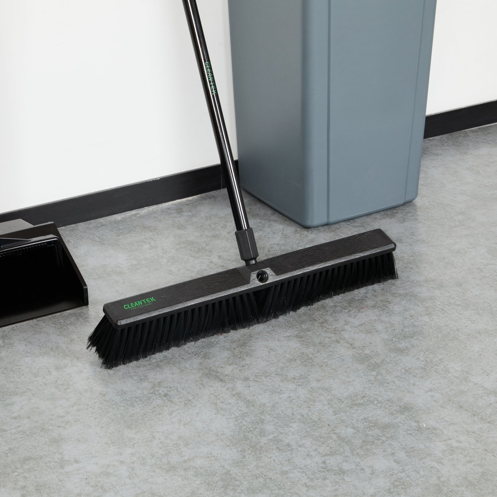 Clean Tek Professional 23 1/2" Black Plastic Push Broom Head - with Fine Flagged Bristles - 1 count box