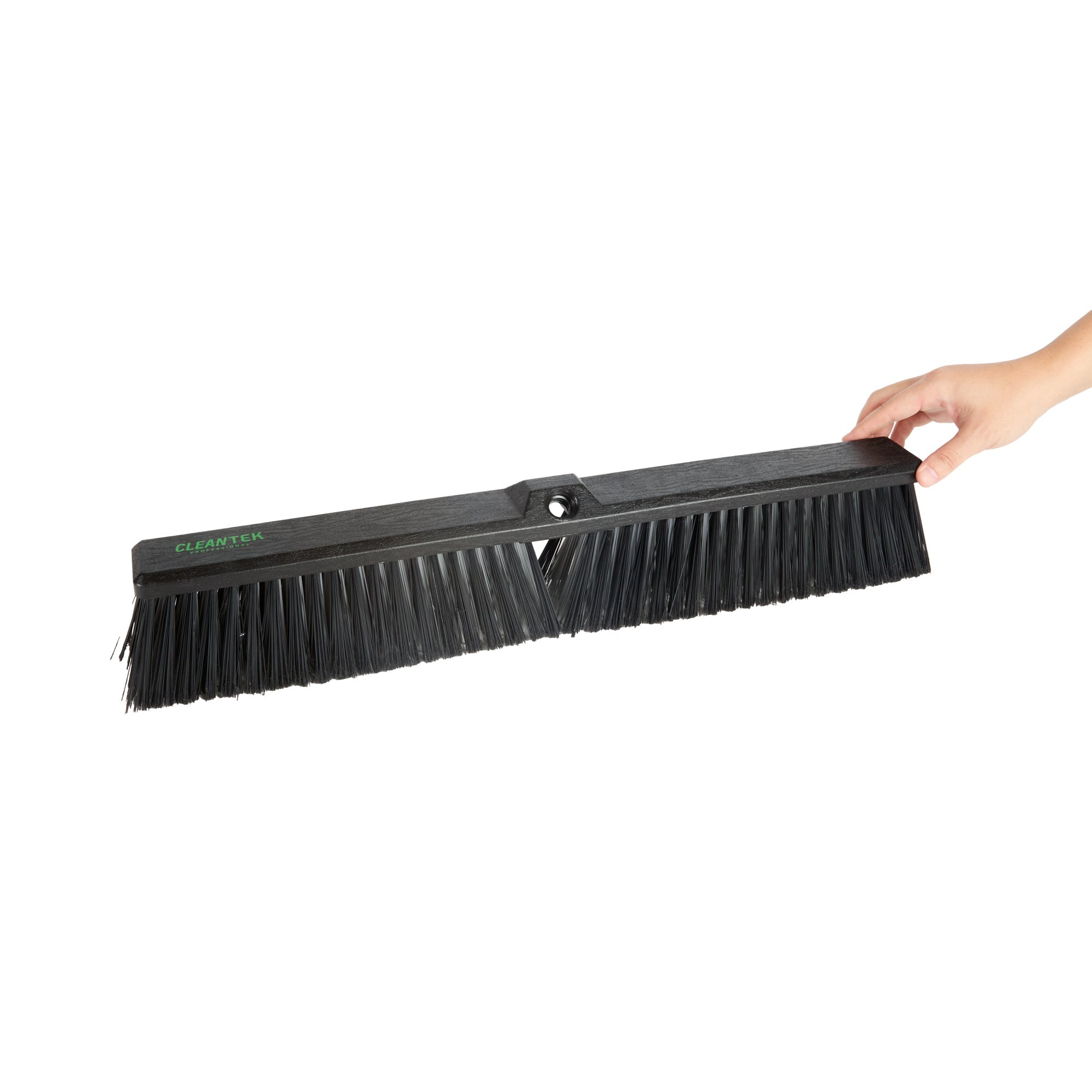 Clean Tek Professional 23 1/2" Black Plastic Push Broom Head - with Medium Flagged Bristles - 1 count box