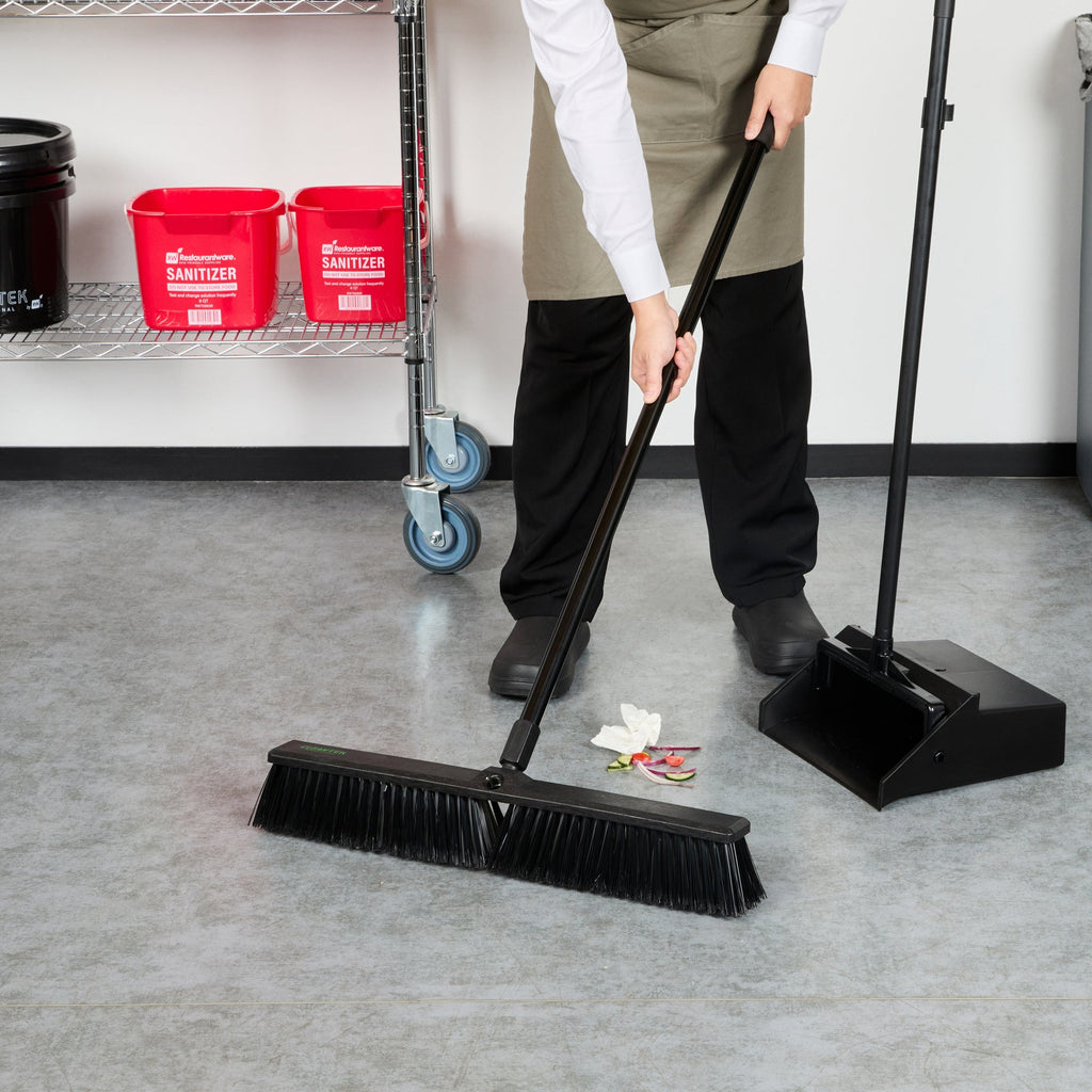 Clean Tek Professional 23 1/2" Black Plastic Push Broom Head - with Medium Flagged Bristles - 1 count box