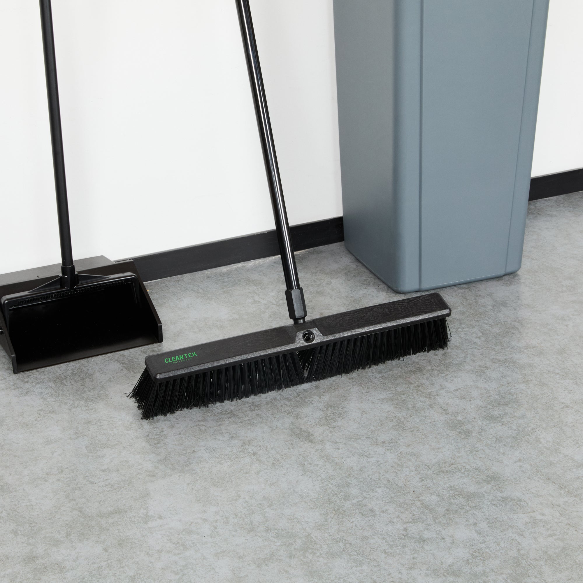 Clean Tek Professional 23 1/2" Black Plastic Push Broom Head - with Heavy Unflagged Bristles - 1 count box