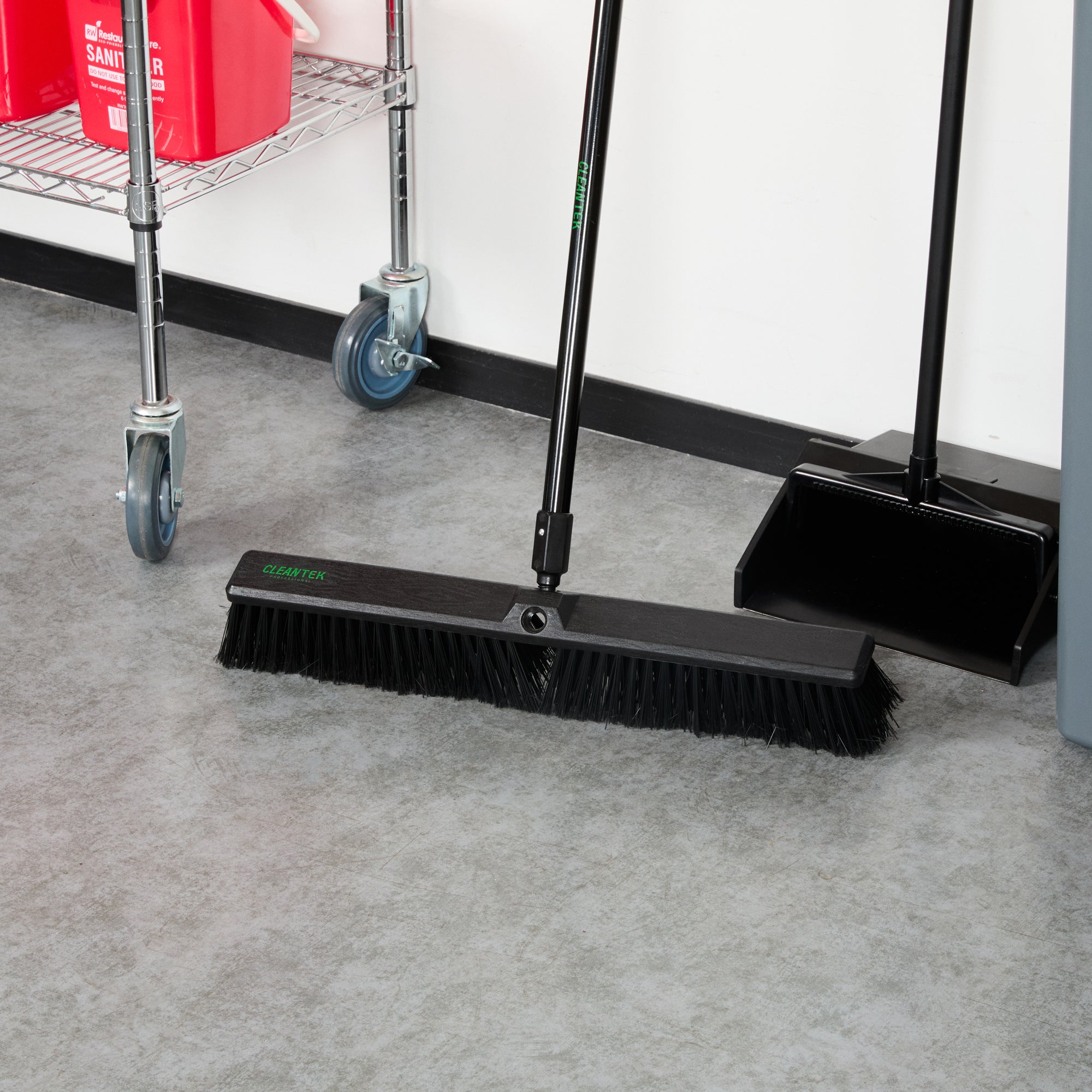 Clean Tek Professional 23 1/2" Black Plastic Push Broom Head - with Heavy Unflagged Bristles - 1 count box