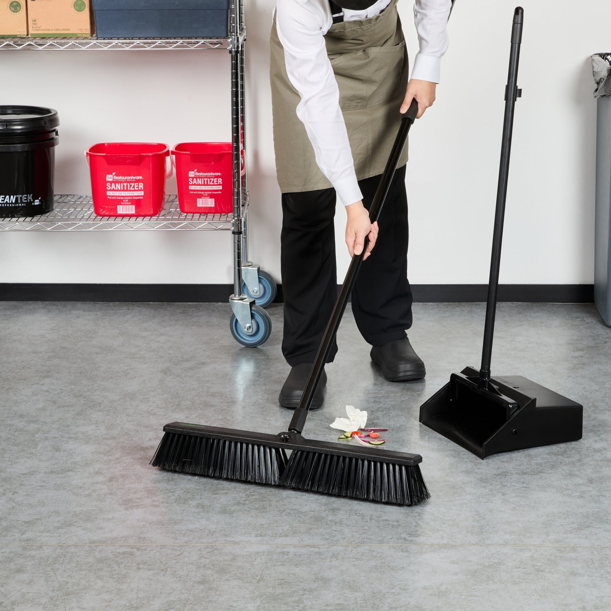 Clean Tek Professional 23 1/2" Black Plastic Push Broom Head - with Heavy Unflagged Bristles - 1 count box