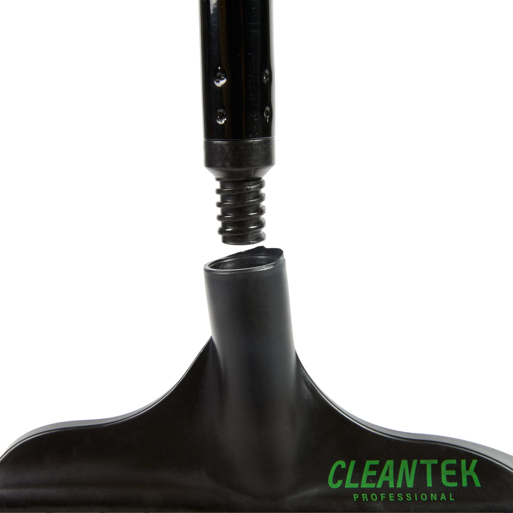 Clean Tek Professional 13 3/4" Black Plastic Wide Angled Broom - with Flagged Bristles, 48" Steel Handle - 1 count box