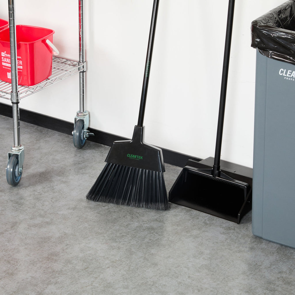 Clean Tek Professional 11 3/4" Black Plastic Angled Broom Head - 1 count box