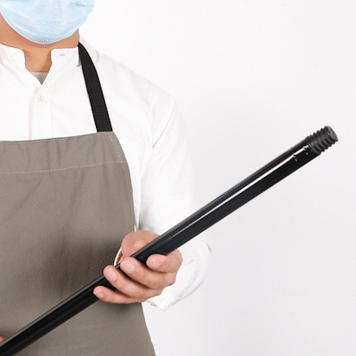Clean Tek Professional Black Steel Angled Broom Handle - Threaded - 48" - 1 count box