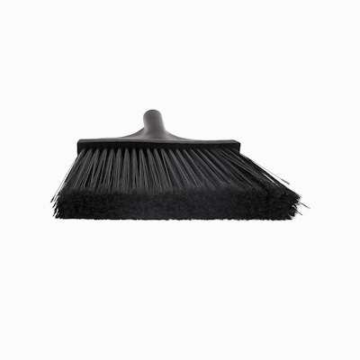 Clean Tek Profesional 13 3/4" Black Plastic Wide Angled Broom Head - with Flagged Bristles - 1 count box