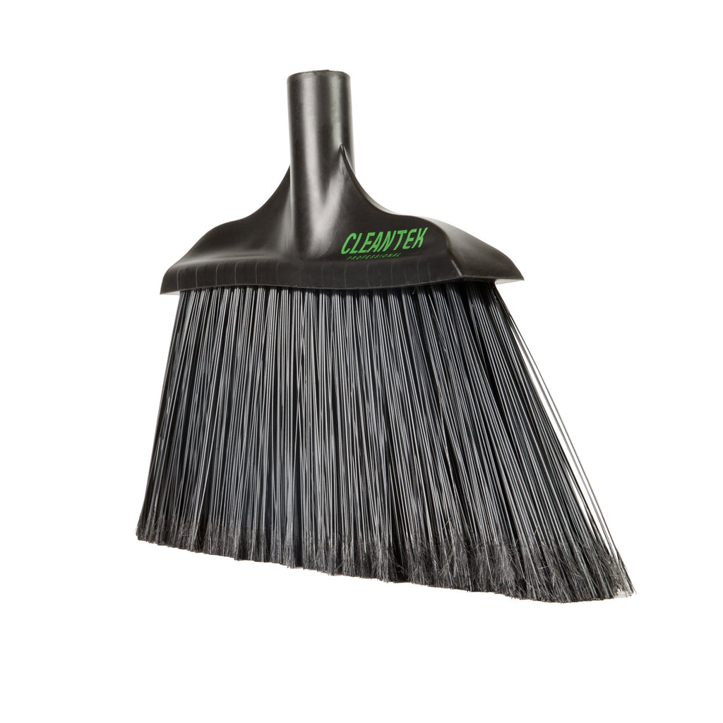 Clean Tek Profesional 13 3/4" Black Plastic Wide Angled Broom Head - with Flagged Bristles - 1 count box