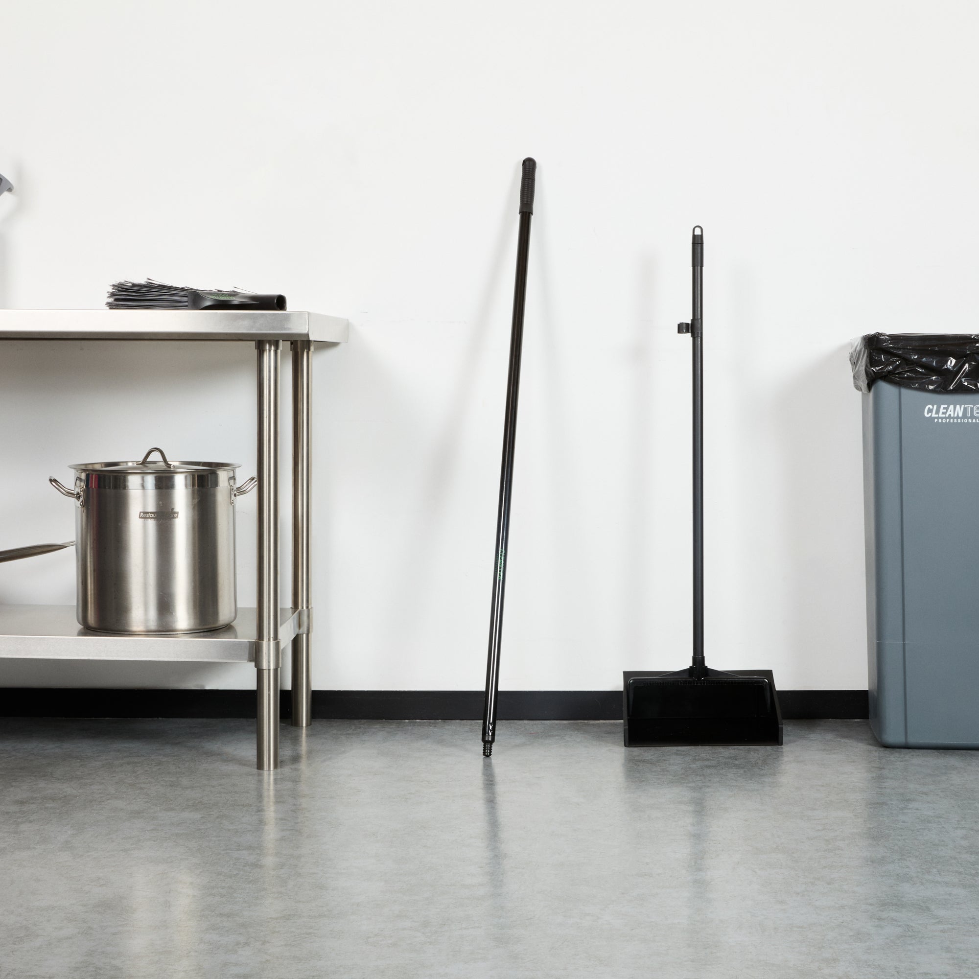 Clean Tek Professional Black Steel Wide Angled Broom Handle - Threaded - 48" - 1 count box