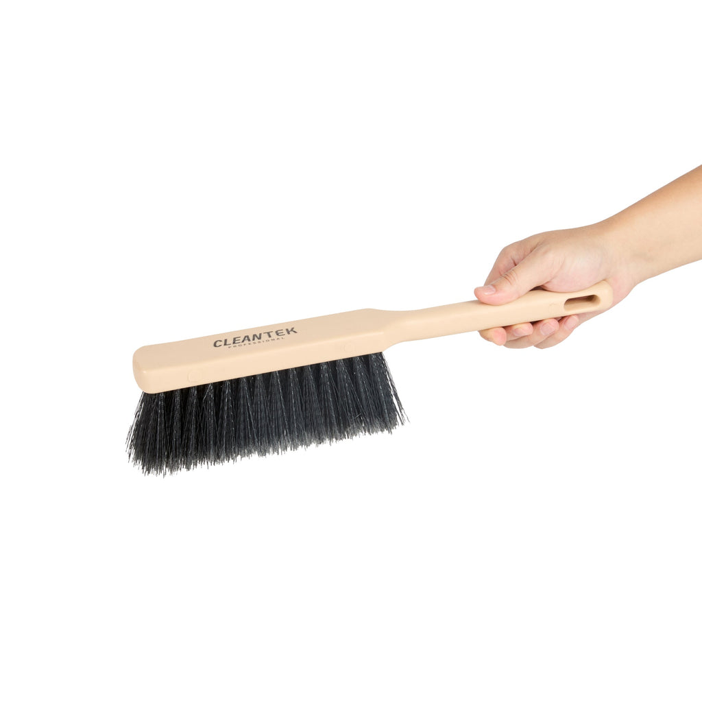 Clean Tek Professional 13 3/4" Beige Plastic Counter Brush - with Black Flagged Bristles - 1 count box