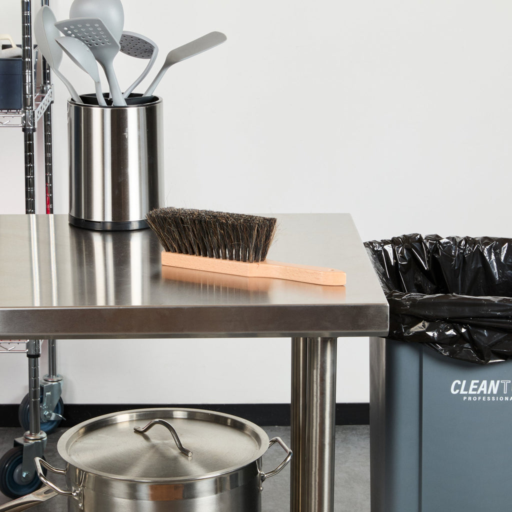 Clean Tek Professional 12" Wood Counter Brush - with Unflagged Horsehair Bristles - 1 count box