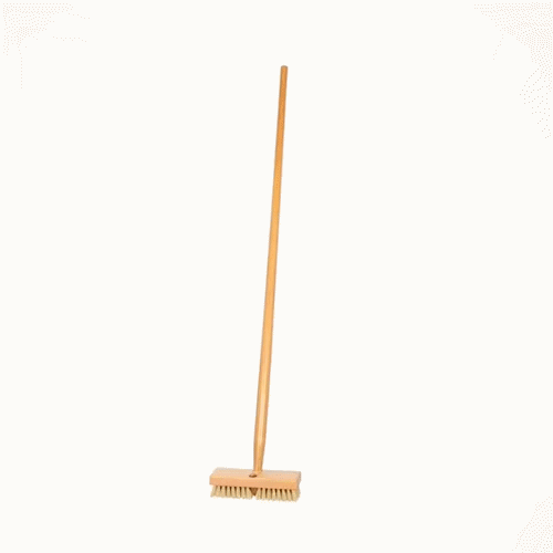 Clean Tek Professional 8" Wood Deck Scrub Brush - with Stiff Bristles, 60" Wood Handle - 1 count box