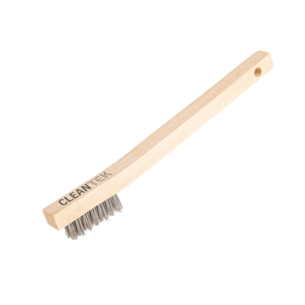 Clean Tek Professional 7 3/4" Stainless Steel Wire Bristle Grill / Oven Brush - with Curved Handle - 1 count box