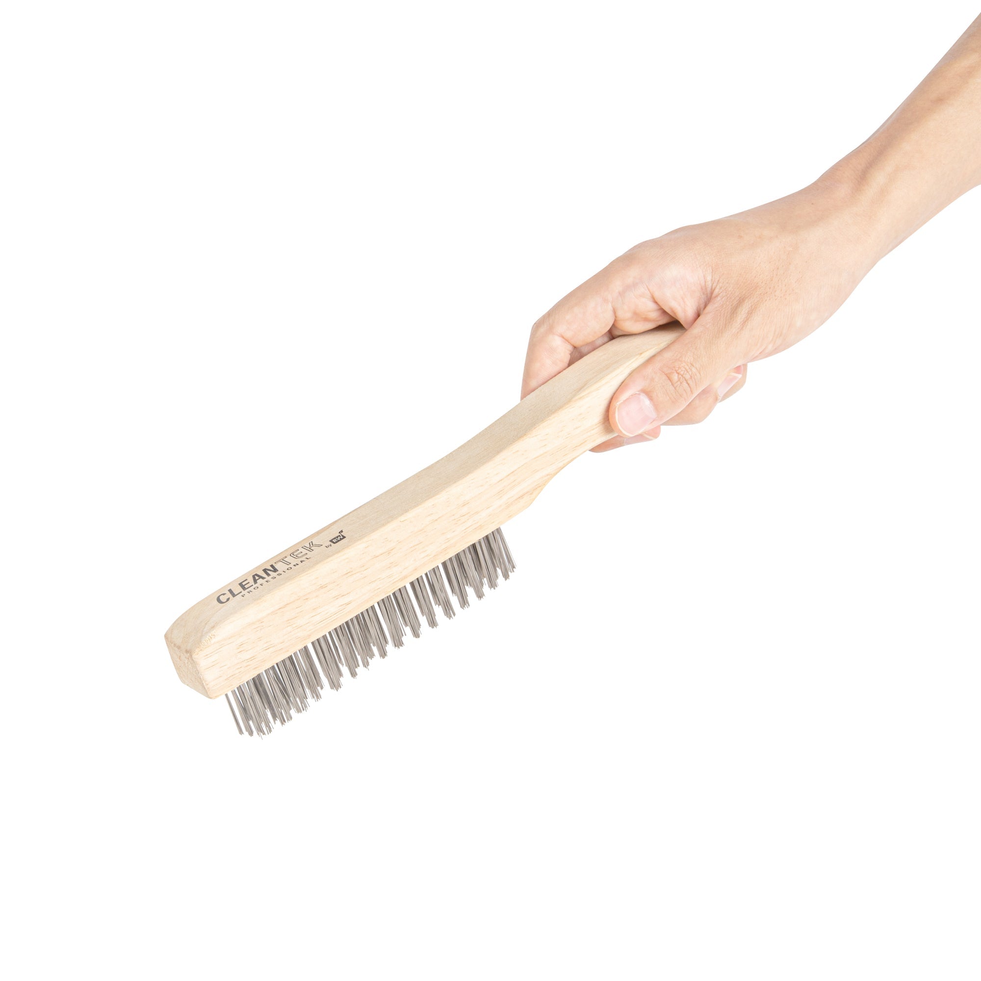 Clean Tek Professional 10 1/4" Stainless Steel Wire Bristle Grill / Oven Brush - with Curved Handle - 1 count box