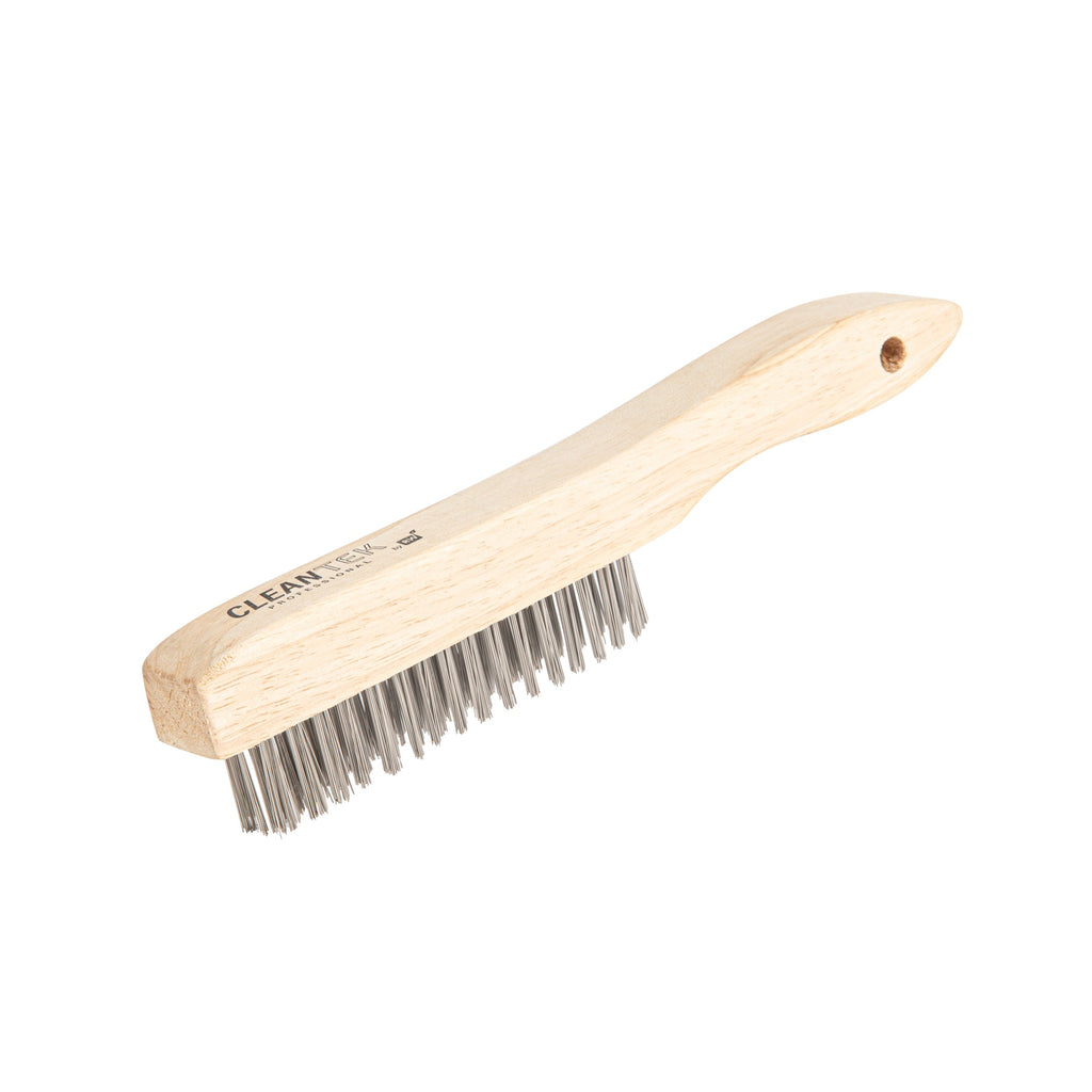 Clean Tek Professional 10 1/4" Stainless Steel Wire Bristle Grill / Oven Brush - with Curved Handle - 1 count box
