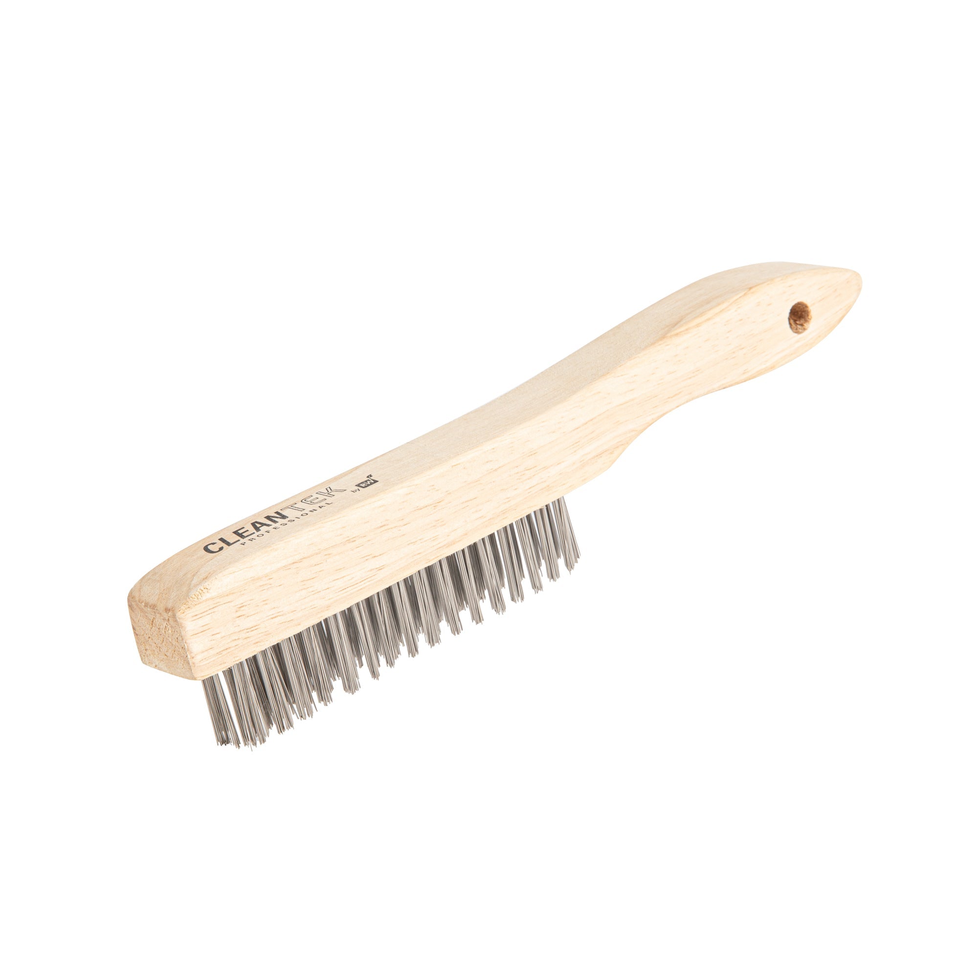 Clean Tek Professional 10 1/4" Stainless Steel Wire Bristle Grill / Oven Brush - with Curved Handle - 1 count box
