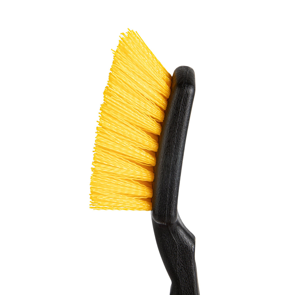 Clean Tek Professional 10 1/4" Black Plastic Utility Scrub Brush - with Yellow Bristles - 1 count box
