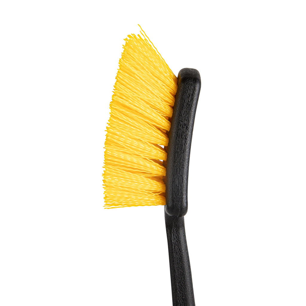 Clean Tek Professional 20 1/2" Black Plastic Utility Scrub Brush - with Yellow Bristles - 1 count box