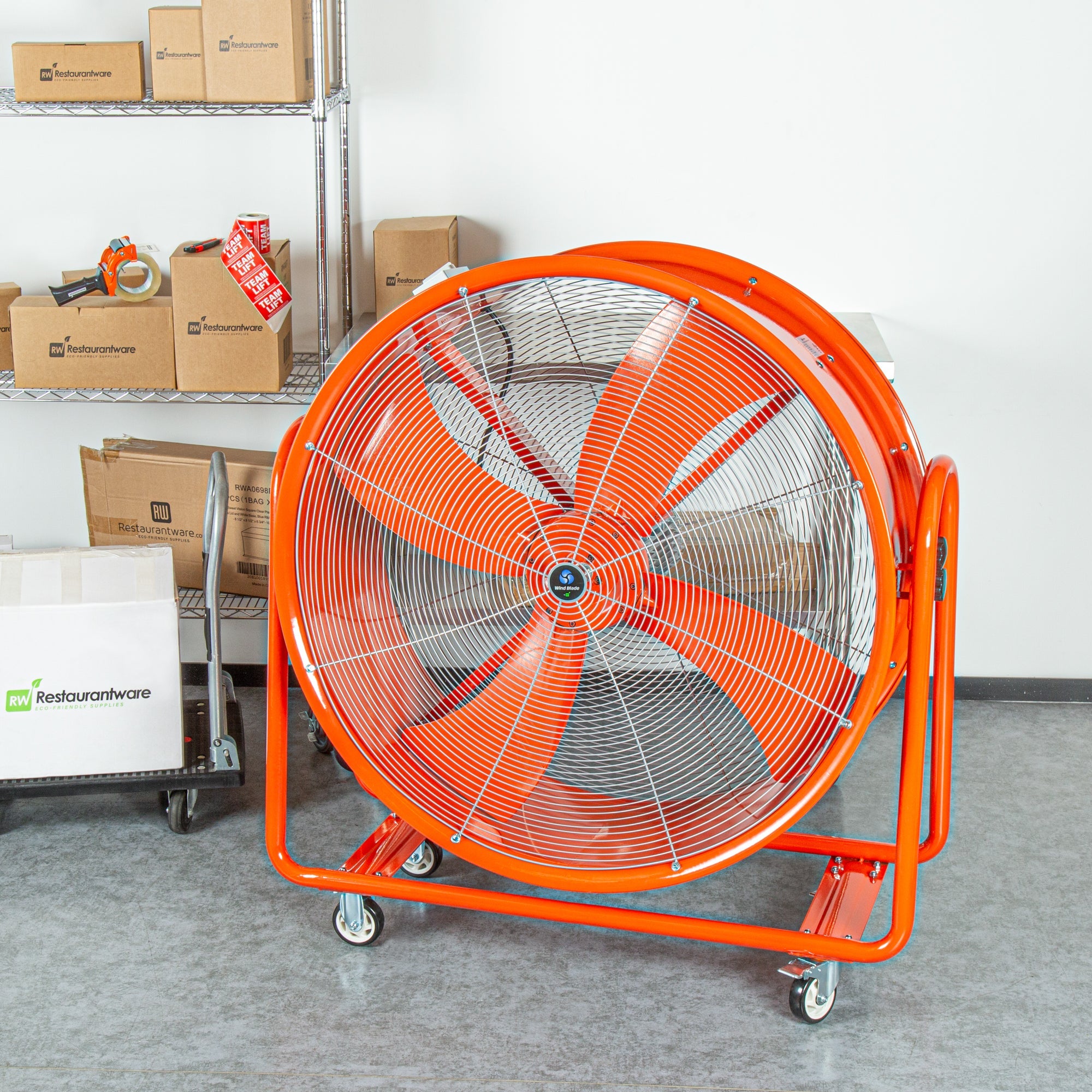 Wind Blade Red Portable High Velocity Ventilator Drum Fan - Tilt Head, 1 1/2 HP, 15,357 CFM - 42" - 1 count box
