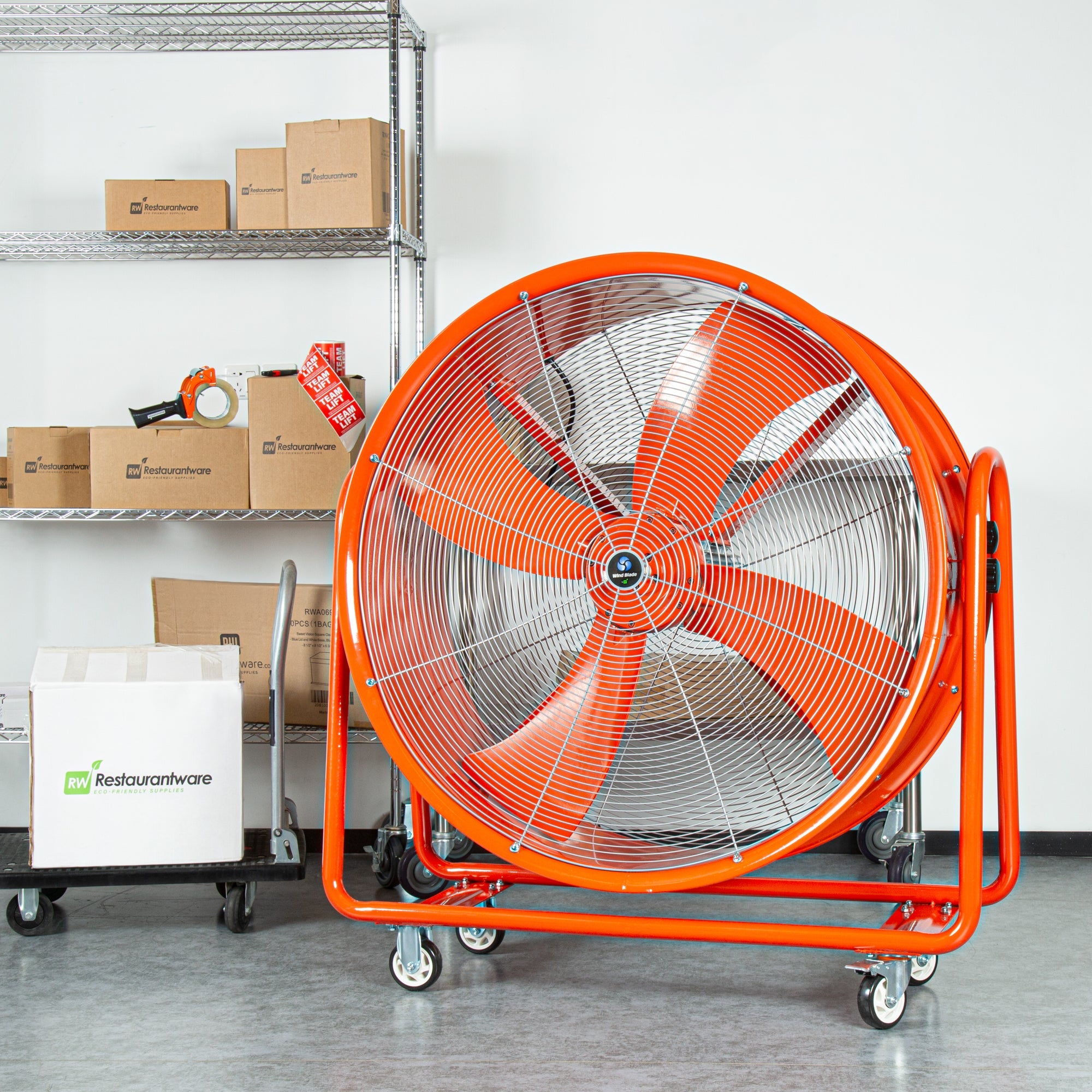 Wind Blade Red Portable High Velocity Ventilator Drum Fan - Tilt Head, 1 1/2 HP, 15,357 CFM - 42" - 1 count box