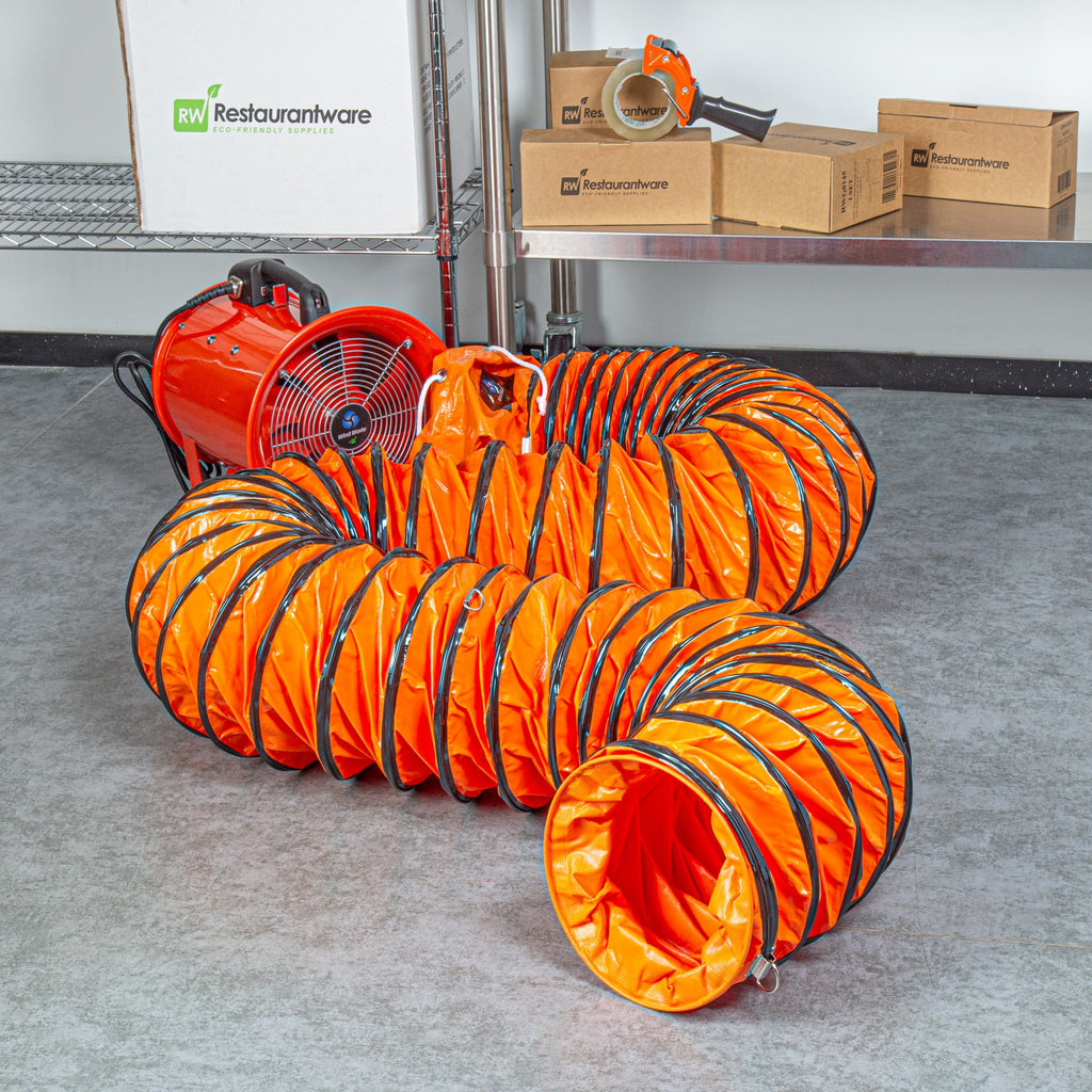 Wind Blade Orange PVC Ventilation Duct Hose - For 10" Ventilator Fan, Insulated, Extra Flexible - 9 3/4" x 25' - 1 count box