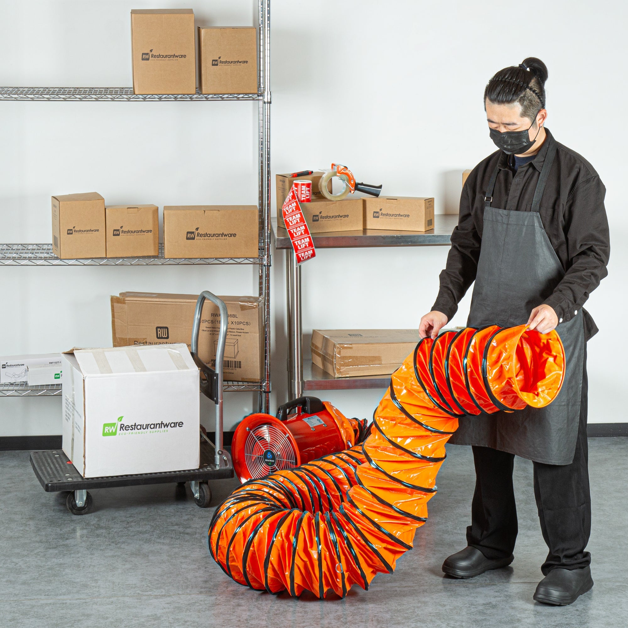 Wind Blade Orange PVC Ventilation Duct Hose - For 10" Ventilator Fan, Insulated, Extra Flexible - 9 3/4" x 25' - 1 count box