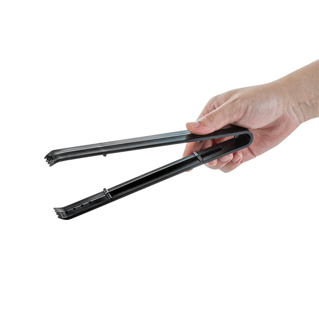 Cater Tek Black Plastic Tongs - Serrated, Heavy Duty - 9" - 10 count box