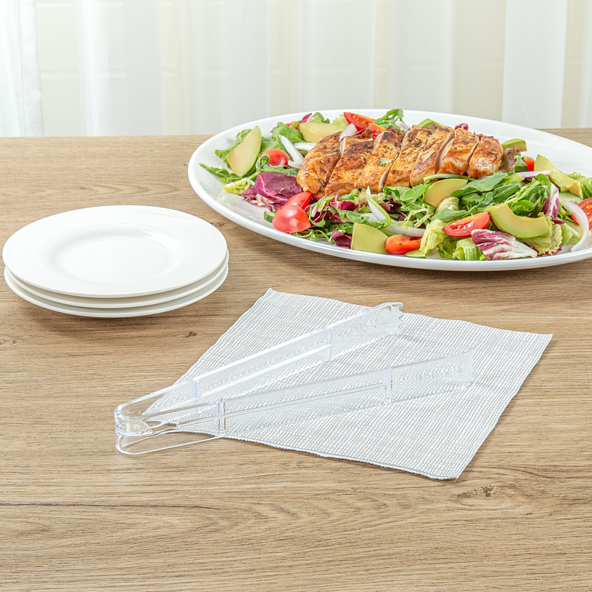Cater Tek Clear Plastic Tongs - Serrated, Heavy Duty - 9" - 10 count box