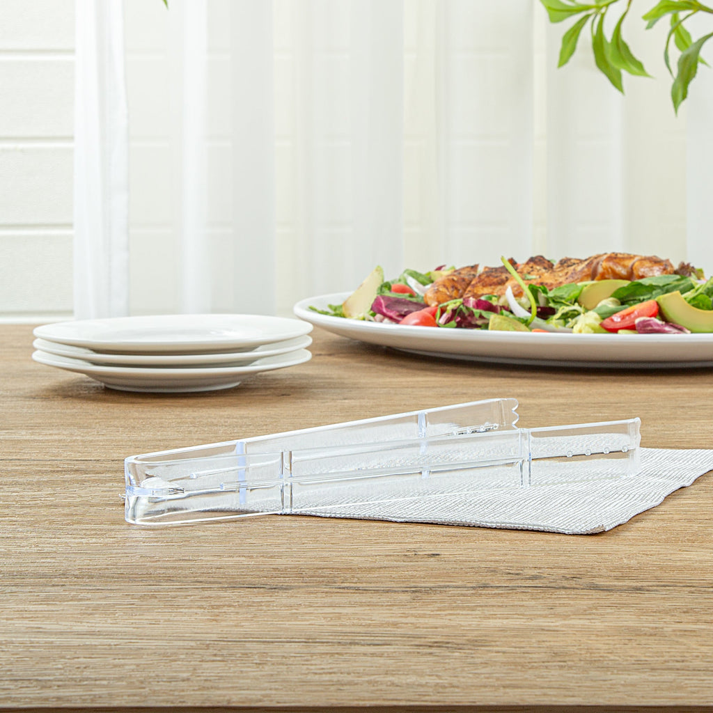 Cater Tek Clear Plastic Tongs - Serrated, Heavy Duty - 9" - 10 count box