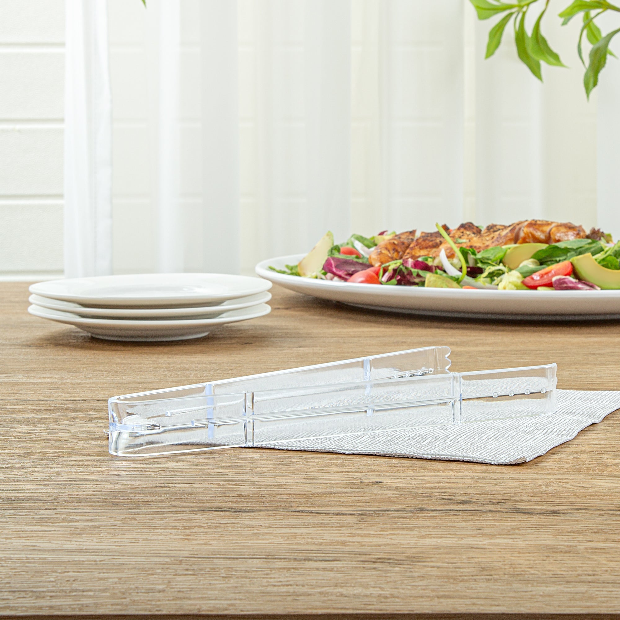 Cater Tek Clear Plastic Tongs - Serrated, Heavy Duty - 9" - 10 count box
