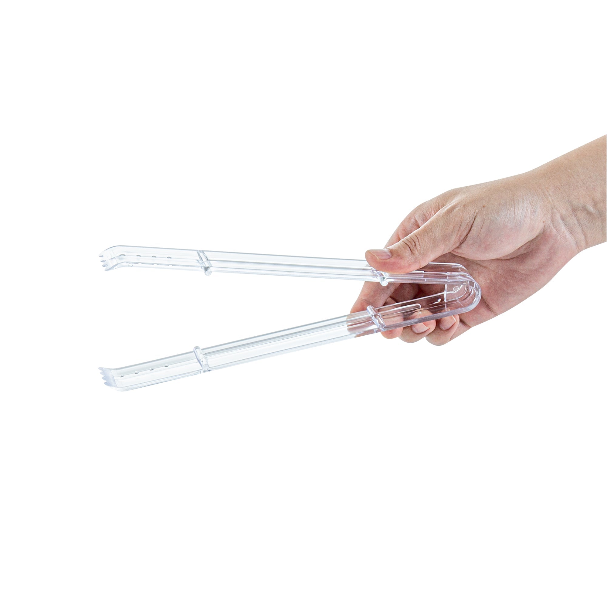 Cater Tek Clear Plastic Tongs - Serrated, Heavy Duty - 9" - 100 count box