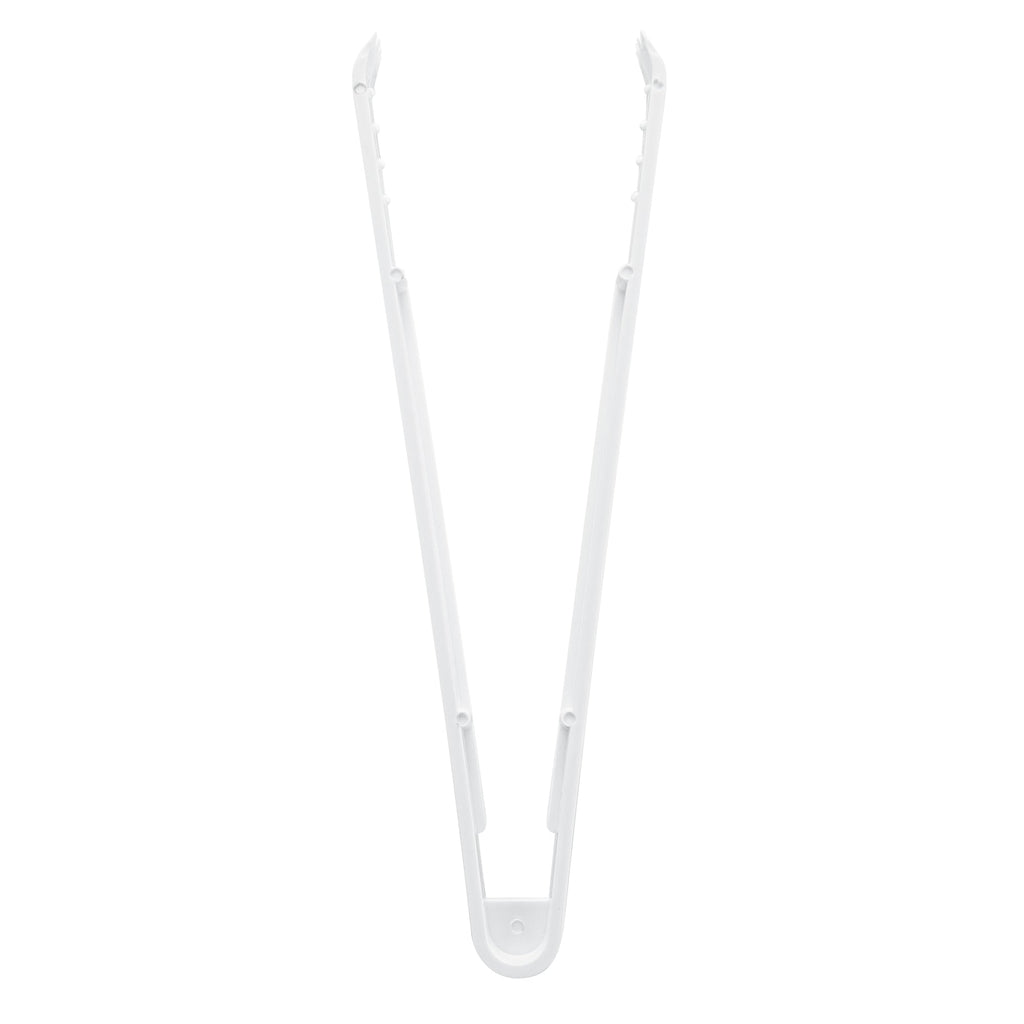 Cater Tek White Plastic Tongs - Serrated, Heavy Duty - 9" - 100 count box
