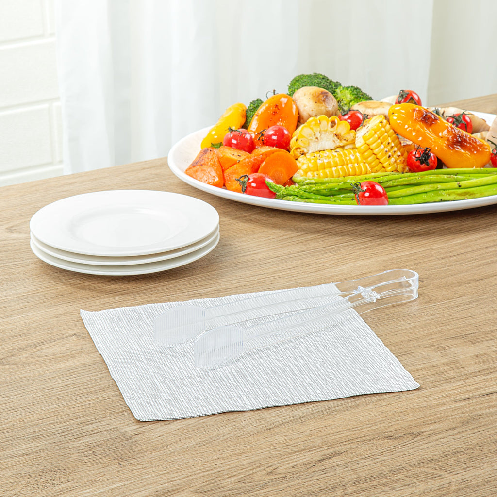 Cater Tek Clear Plastic Tongs - Ridged - 9" - 10 count box