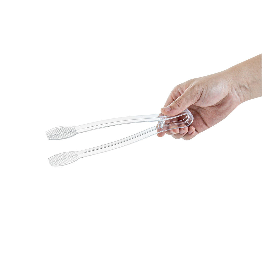 Cater Tek Clear Plastic Tongs - Ridged - 9" - 100 count box