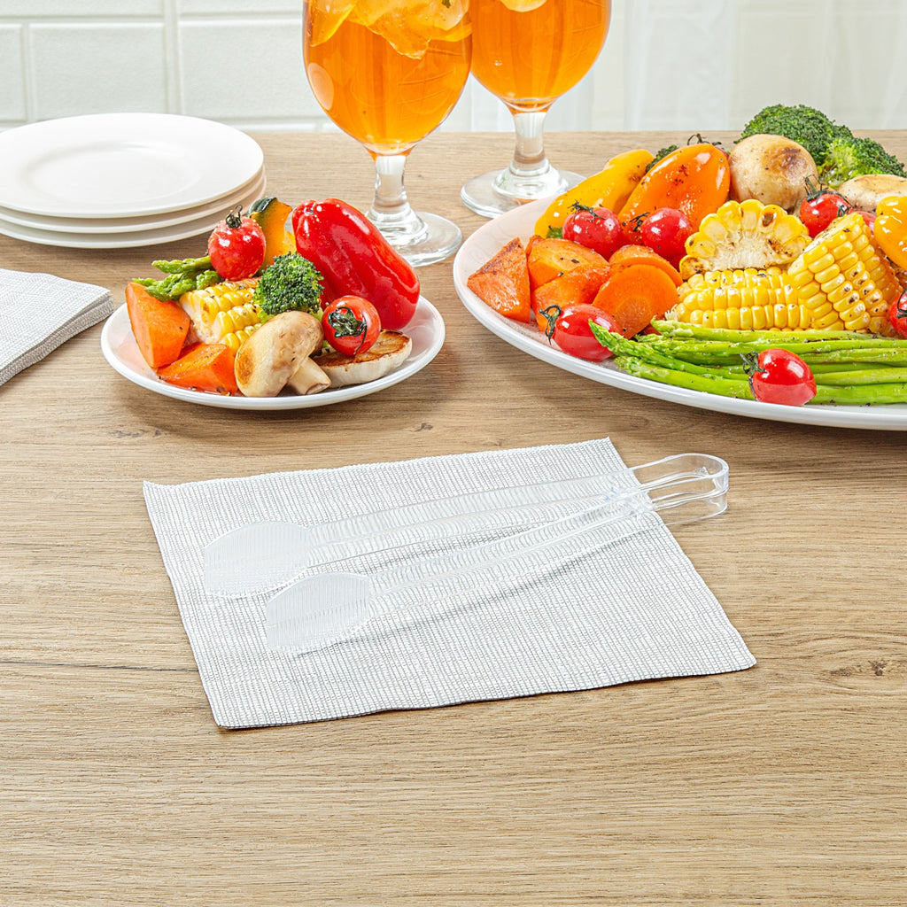 Cater Tek Clear Plastic Tongs - Ridged - 9" - 100 count box